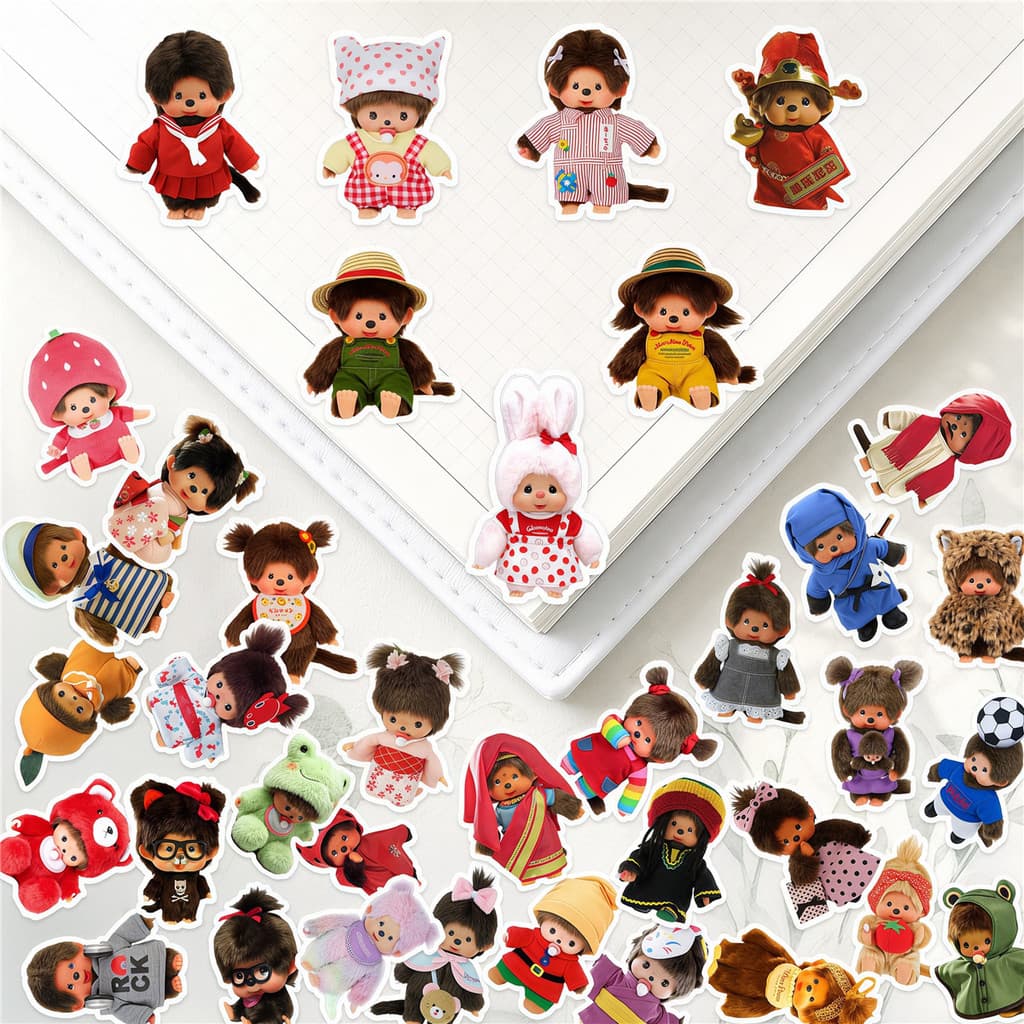 150ชิ้น/เซ็ต ★★★ สติ๊กเกอร์คู่มือไดอารี่ขนาดเล็ก Monchhichi Q-3 ★★★ DIY แฟชั่นสมุดภาพอัลบั้มตกแต่งสติ๊กเกอร์สต…
