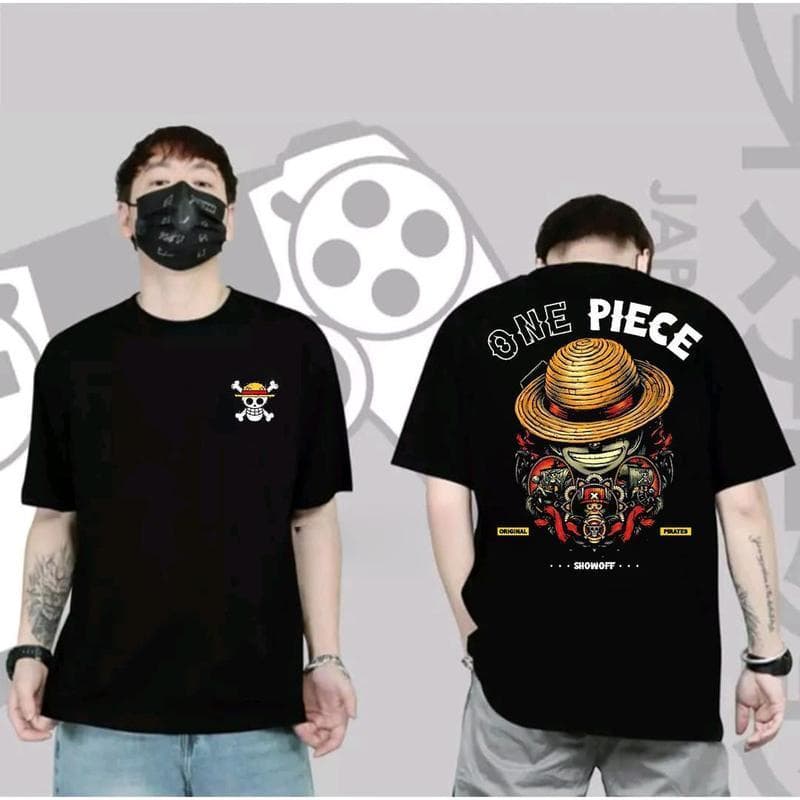 เสื้อยืดผู้ชาย ดีไซน์อะนิเมะดิสโทร ลูฟี่เกียร์ 5 วันพีซ ล่าสุด ภาพหลังเท่ สําหรับผู้ใหญ่และเด็กผู้ชาย…
