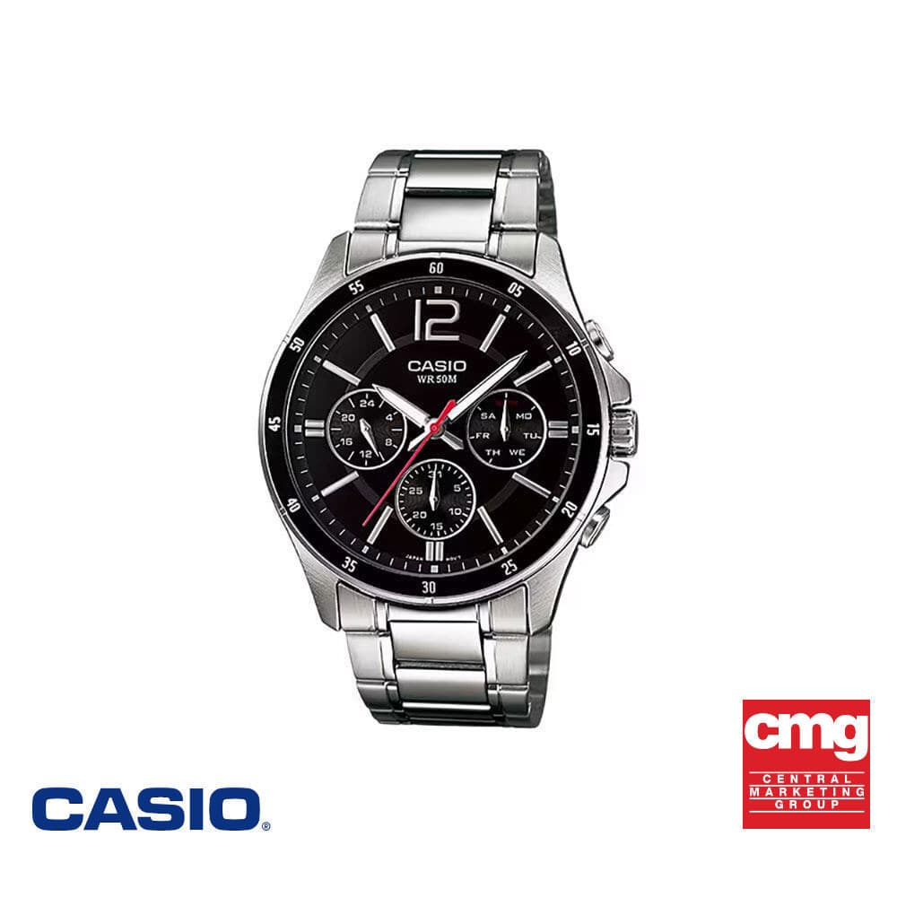 CASIO นาฬิกาข้อมือ CASIO รุ่น MTP-1374D-1AVDF วัสดุสเตนเลสสตีล สีดํา