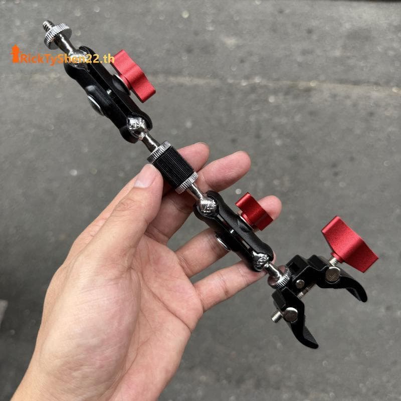 RickTyShen กล้องโลหะ Super Clamp 1 ชุด Double Ball Head Magic Arm สําหรับ Monitor Lighting อุปกรณ์วิดีโอ TH