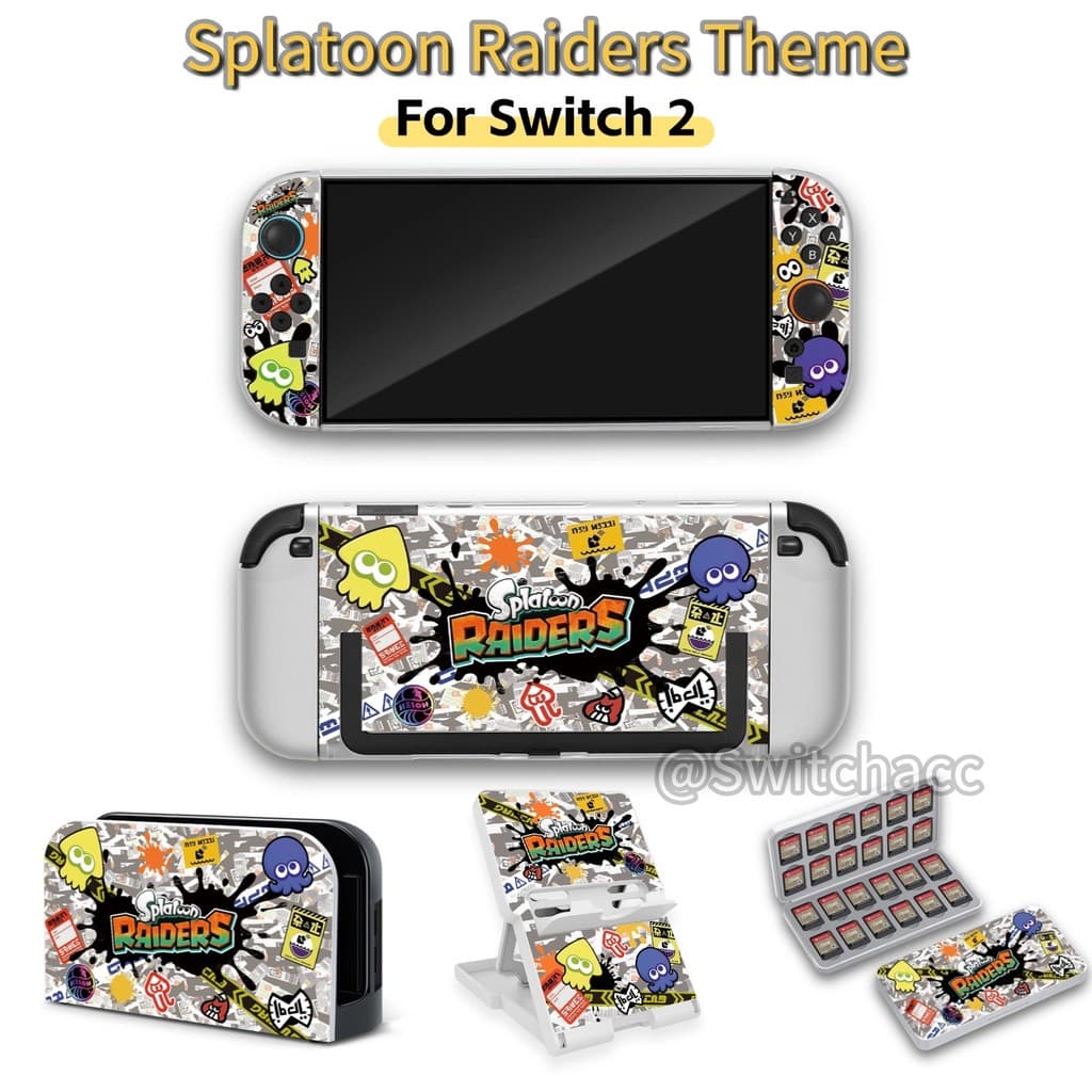 Splatoon Raiders เกมธีม Hard Case ชุดสําหรับ Switch 2 Skin-Friendly Matte Finish การออกแบบแยกที่ถอดออกได้