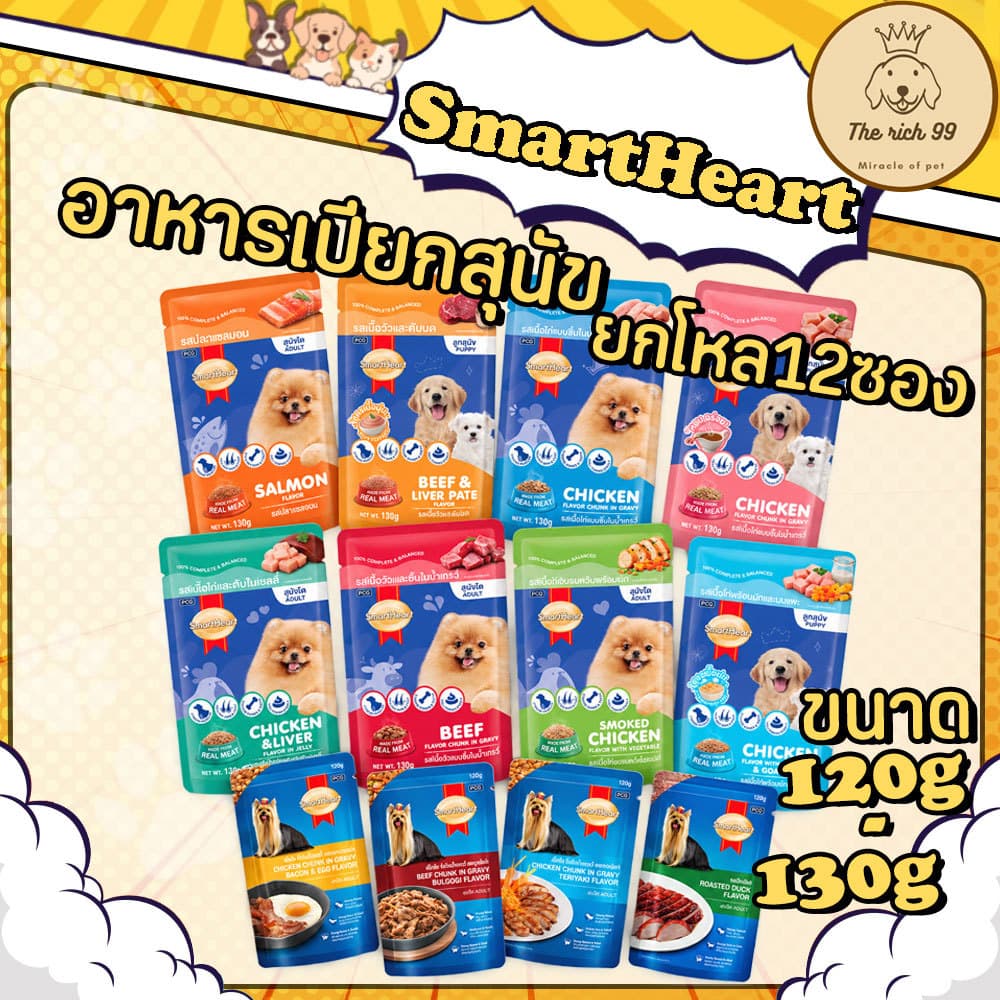 (โหล) Smartheart สมาร์ทฮาร์ท120-130g อาหารเปียกสุนัข รูปที่ 1