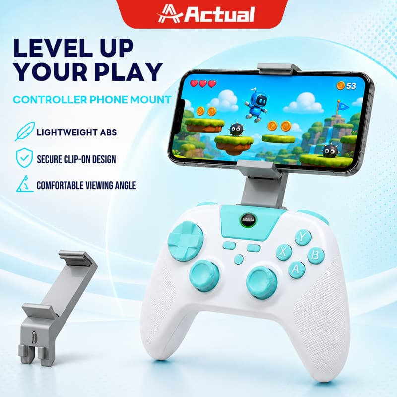 Actual ขาจับมือถือสําหรับจอยเกม ที่วางโทรศัพท์ติดจอยเกม คลิปหนีบมือถือ ปรับมุมได้ น้ําหนักเบา…