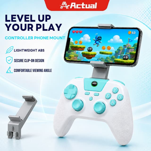 Actual ขาจับมือถือสําหรับจอยเกม ที่วางโทรศัพท์ติดจอยเกม คลิปหนีบมือถือ ปรับมุมได้ น้ําหนักเบา…