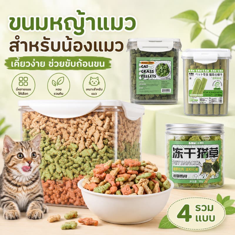 😻 ขนมสัตว์เลี้ยง ขนมแมว คุกกี้มิ้นท์แมว1000g หญ้าแมวฟรีซดราย ขนมแมวฟรีซดราย ย่อยง่ายและดูดซึม