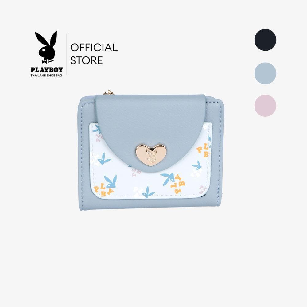 PLAYBOY รุ่น MIAA (มีอา) Bifold wallet กระเป๋าสตางค์สั้นพับสองทบ รหัสST-WAS263PB016 ดีไซน์หนังเรียบทูโทน มี 3…