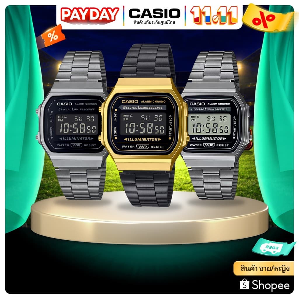 นาฬิกาข้อมือ CASIO รุ่น A168 สินค้าแท้ รับประกันศูนย์ 1 ปี