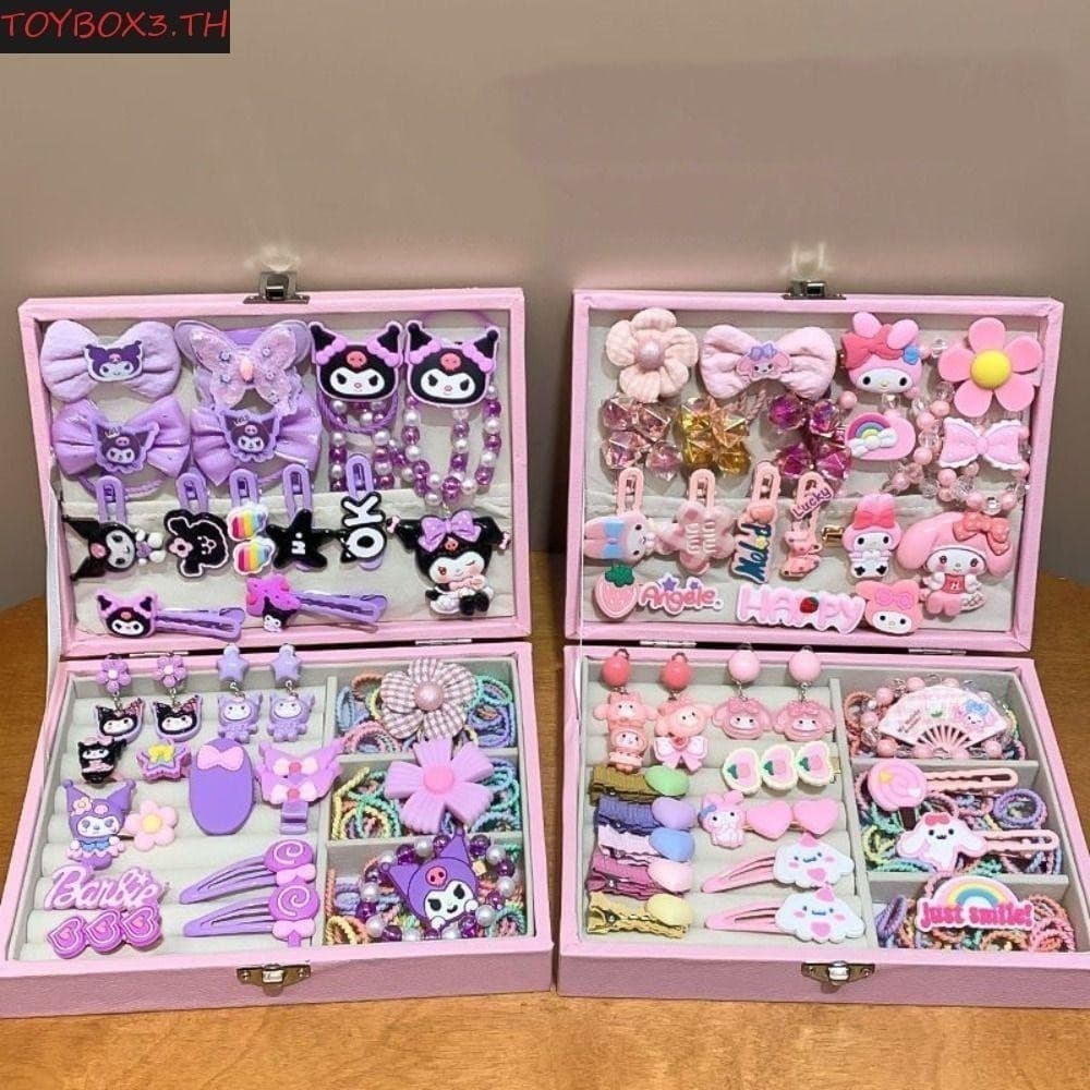 SANRIO ชุดเครื่องประดับผม คุโรมิ กิ๊บติดผมเจ้าหญิง การ์ตูน พร้อมกล่อง ของขวัญวันเกิดเด็กสาว