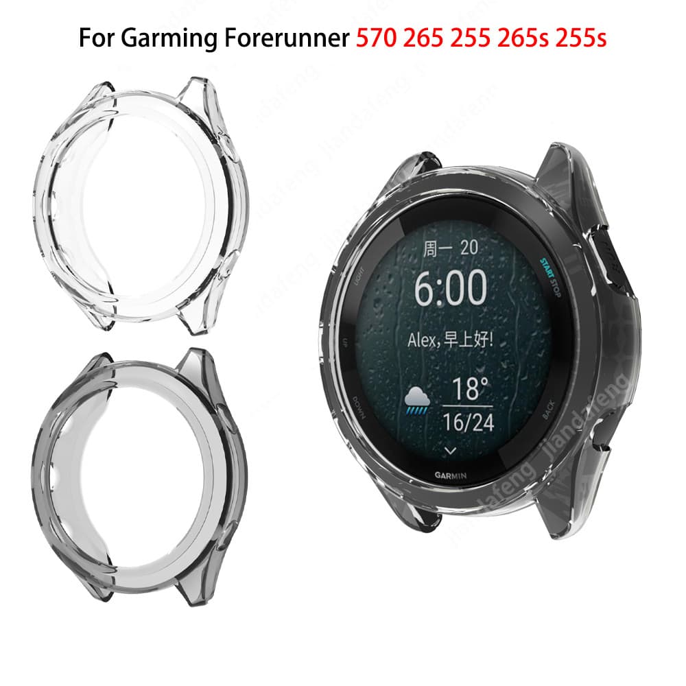เคสป้องกันโปร่งใส TPU บางเฉียบสําหรับผู้เบิกทาง Garmin 570 42 มม.47 มม.265 265s 255 255s
