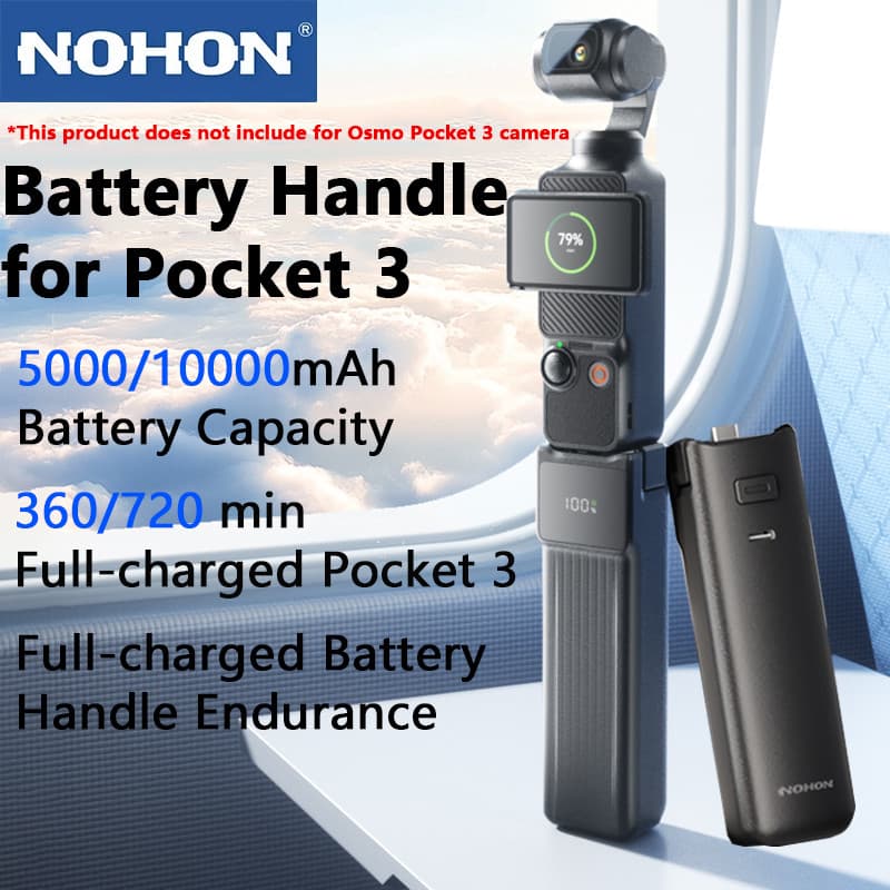 NOHON 5000/10000mAh แบตเตอรี่ความจุสูงสําหรับ DJI Osmo Pocket 3 22.5W PD Fast Charging แบตเตอรี่แบบพกพา Handle