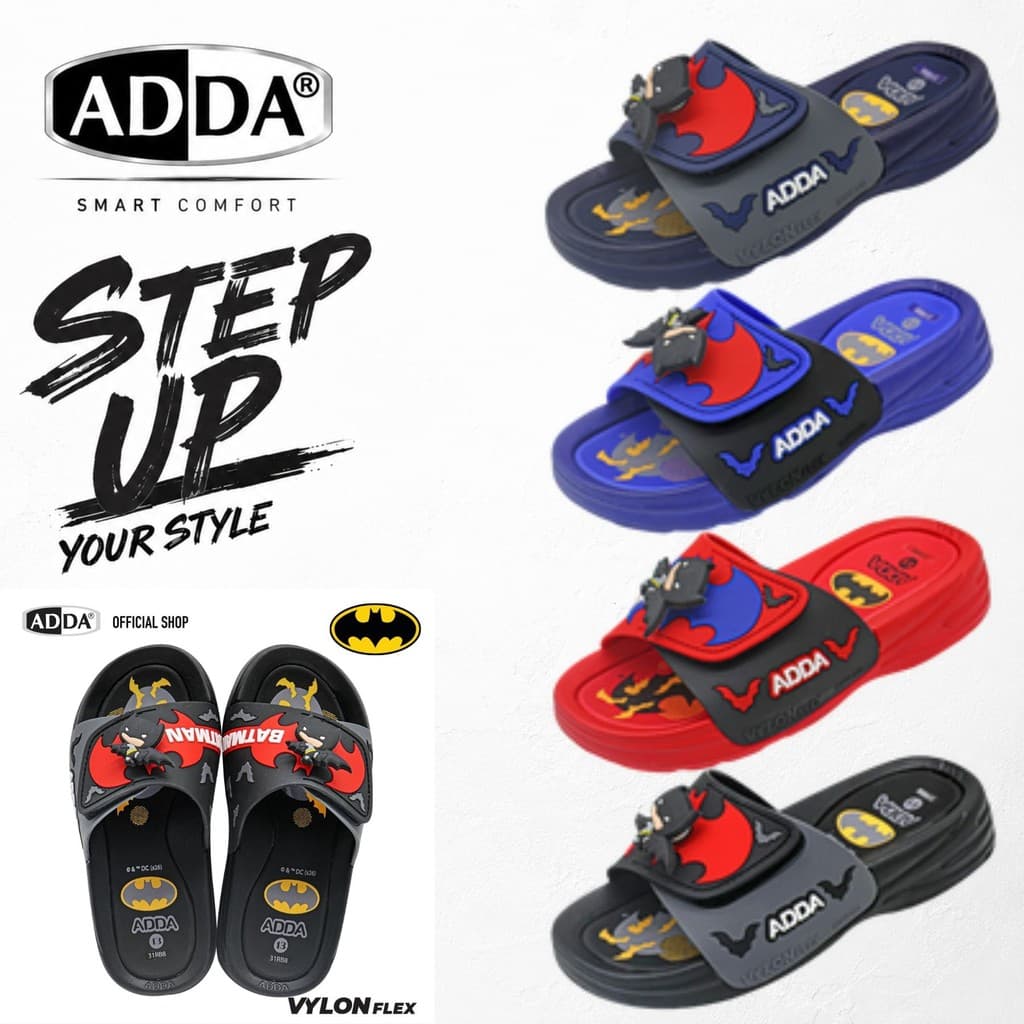 ADDA รองเท้าแตะเด็ก Batman 31RB8-B1 ลิขสิทธิ์แท้ พื้นนุ่ม Vylon Flex เบอร์ 8-3