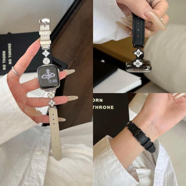 สายนาฬิกา สายหนัง บางเฉียบและหรูหรา ดีไซน์สวยอะไหล่หลุย สําหรับ AppleWatch SmartWatch มีหลายสี/ขนาด…