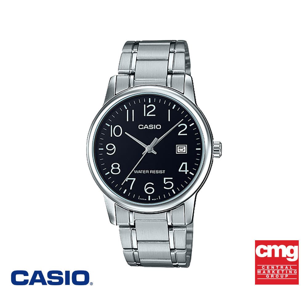 CASIO นาฬิกาข้อมือ CASIO รุ่น MTP-V002D-1BUDF วัสดุสเตนเลสสตีล สีดํา