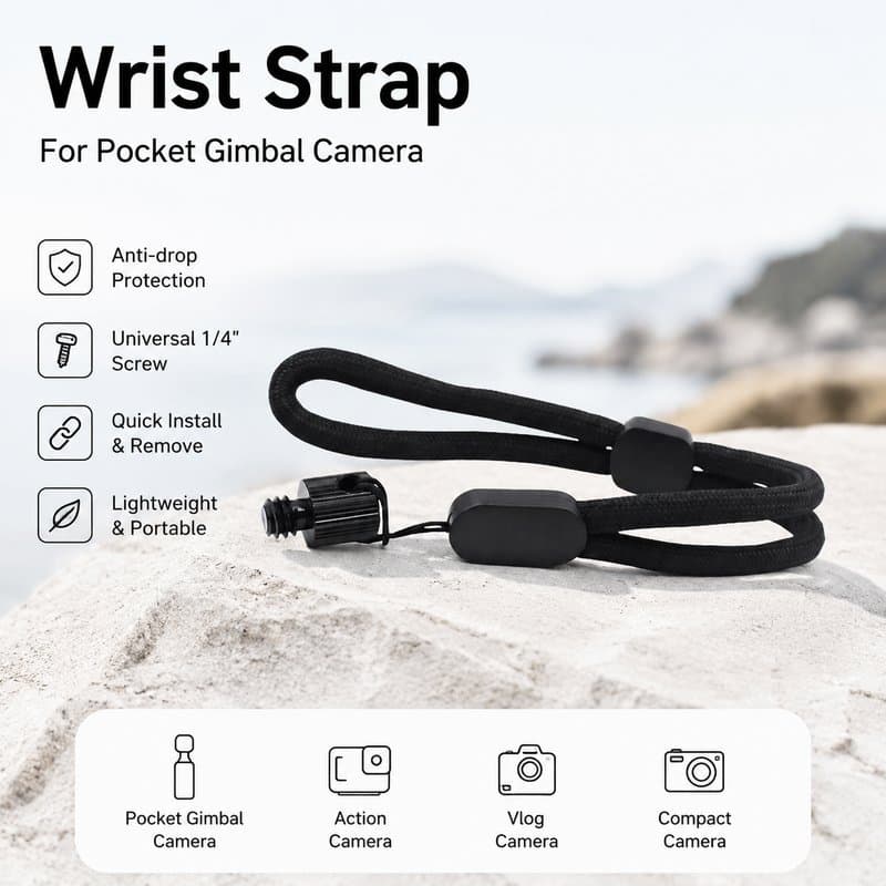 สายคล้องมือกล้อง สายคล้องกันหาย หัวสกรู 1/4 นิ้ว ใช้กับ Insta360 Series Pocket 3 และ GoPro รุ่นเกลียว 1/4