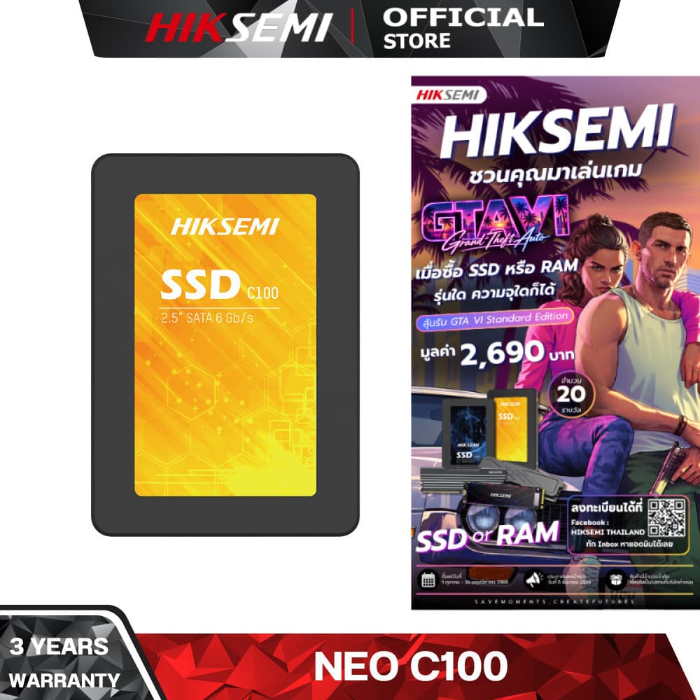 HIKSEMI NEO SERIES SSD C100 120GB/240GB/480GB 3D NAND SATA III WARRANTY 3 YEARS