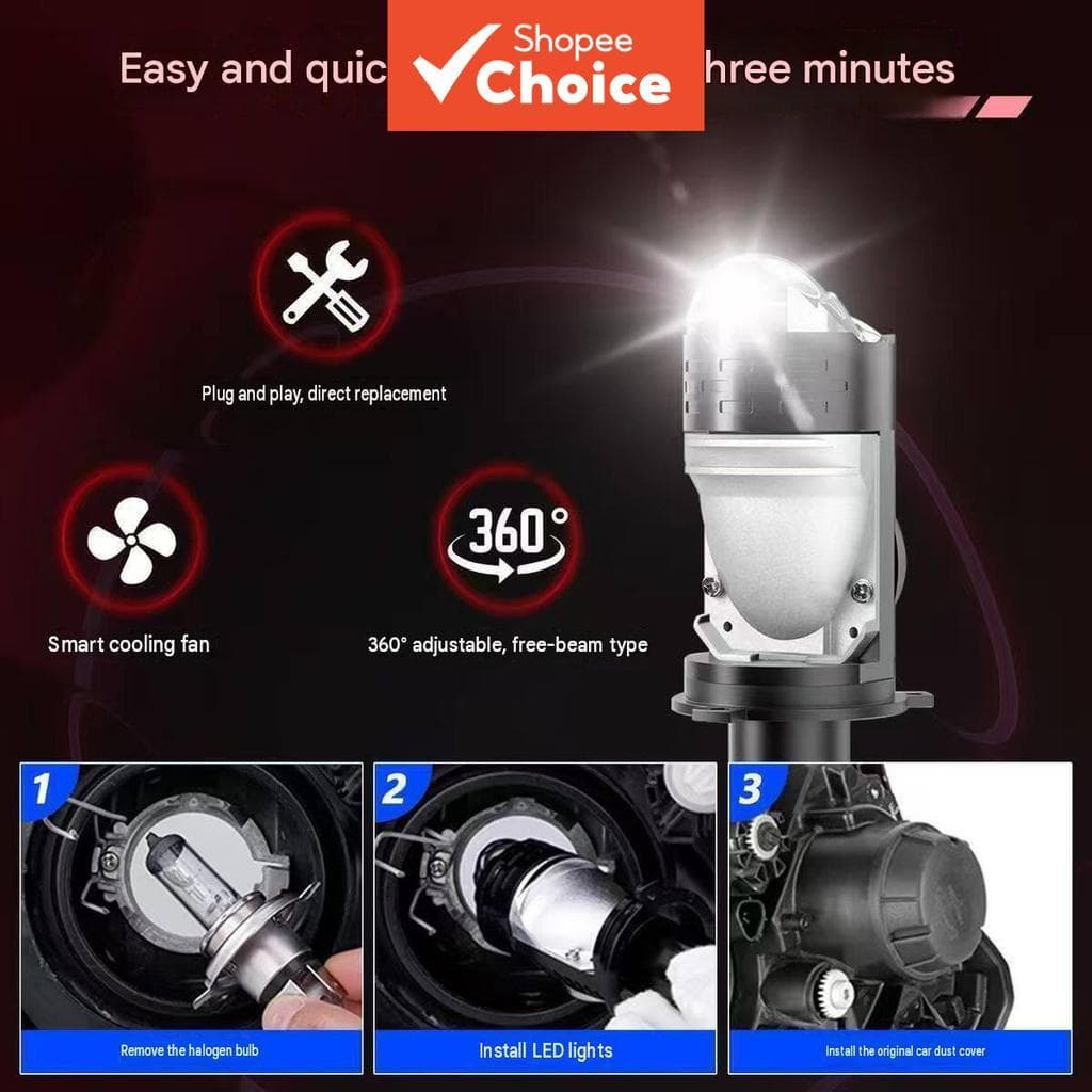 หลอดไฟหน้า LED Matrix H4 เสียบใช้งานโดยตรง สว่างมาก อุปกรณ์เสริมสําหรับรถยนต์