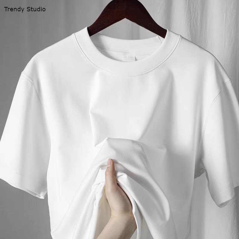 เสื้อยืดสีพื้นขาวดํา oversize คอกลมแขนสั้น ทรงสวย ไม่ยืดไม่ย้วย ผ้านุ่มใส่สบายใส่ง่าย T-shirt S-XXXL
