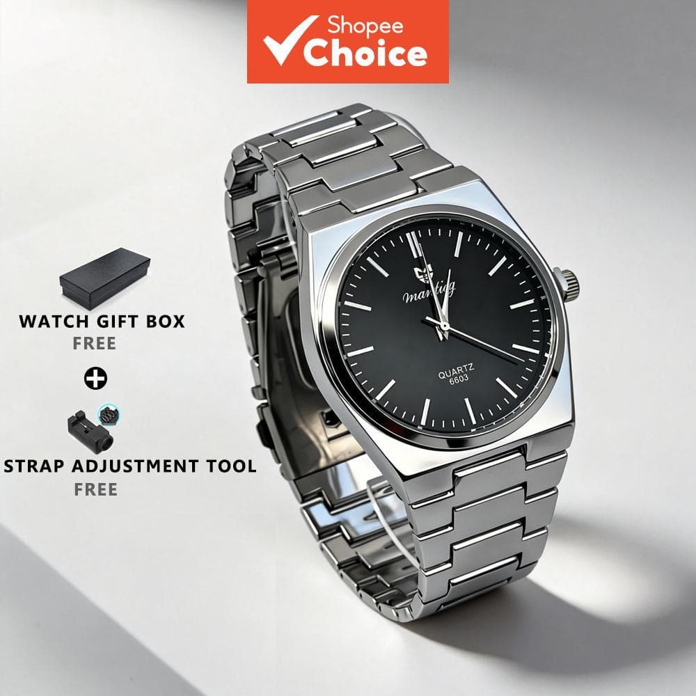 นาฬิกาข้อมือผู้ชายs Two Tone ชุดของขวัญฟรีพร้อมตัวปรับสายกล่อง