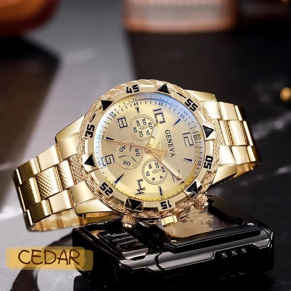 CEDAR นาฬิกาควอตซ์, แบบสบายๆ หรูหรา นาฬิกาข้อมือผู้ชาย, สายนาฬิกาสแตนเลส หน้าปัดขนาดใหญ่ นาฬิกาธุรกิจ