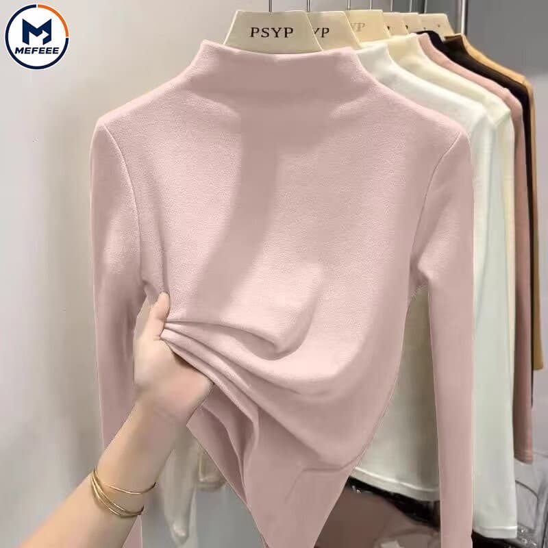 MEFEEE เสื้อคอเต่าผู้หญิง Heattech แขนยาว ผ้าถักเก็บความร้อน บางเบา ทรง Slim Fit เสื้อซับในกันหนาว