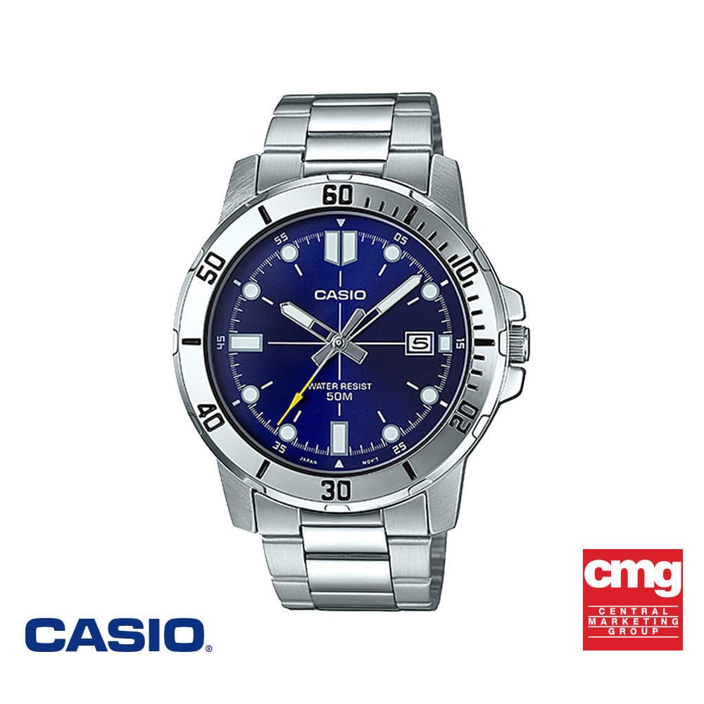 CASIO นาฬิกาข้อมือ CASIO รุ่น MTP-VD01D-2EVUDF วัสดุสเตนเลสสตีล สีน้ําเงิน