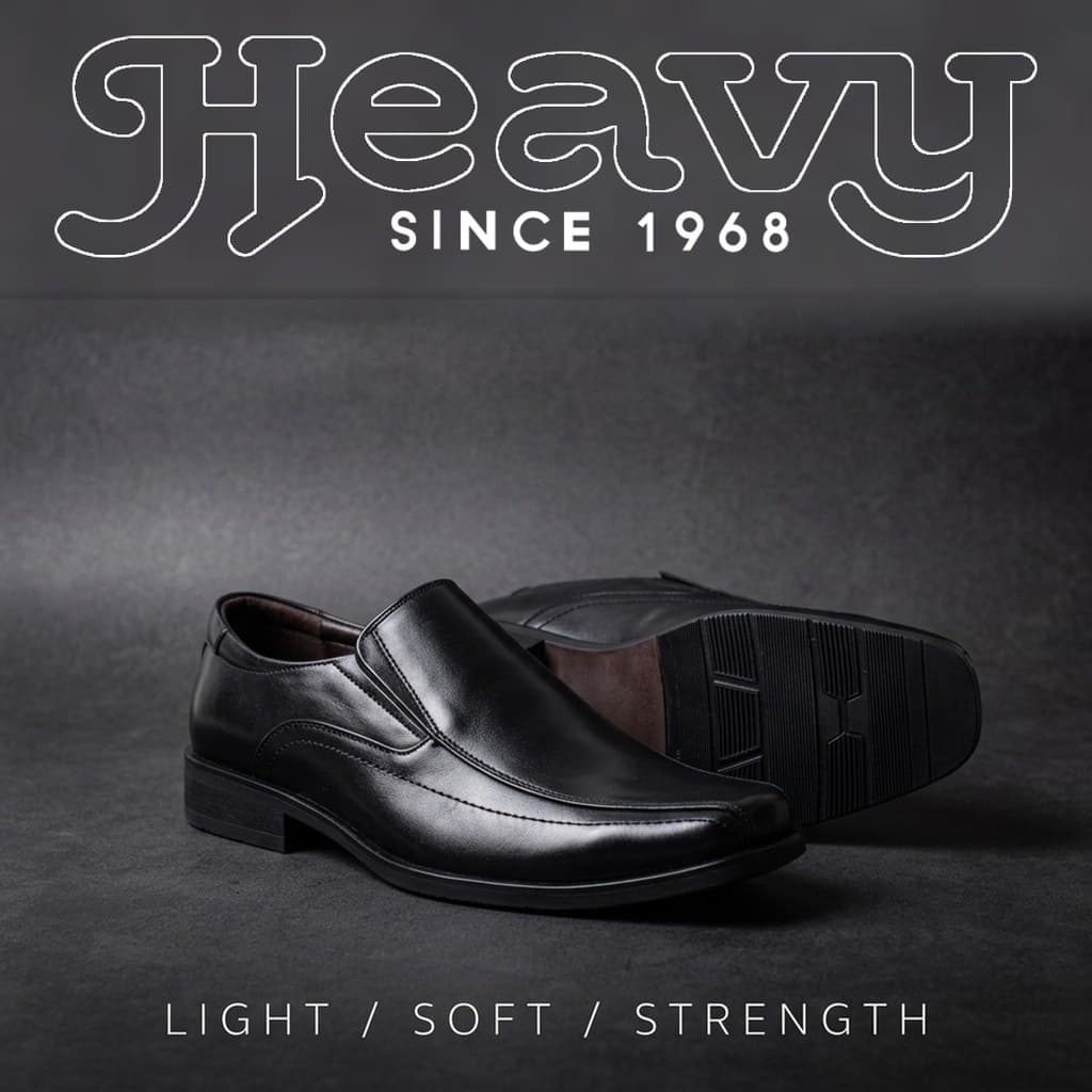 HEAVY SHOES รองเท้าหนังแท้ รองเท้าหนังแท้ผู้ชาย รองเท้าทํางานผู้ชาย PB0866 สีดํา