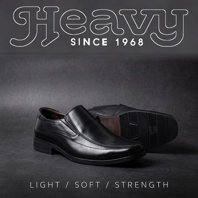 HEAVY SHOES รองเท้าหนังแท้ รองเท้าหนังแท้ผู้ชาย รองเท้าทํางานผู้ชาย PB0866 สีดํา