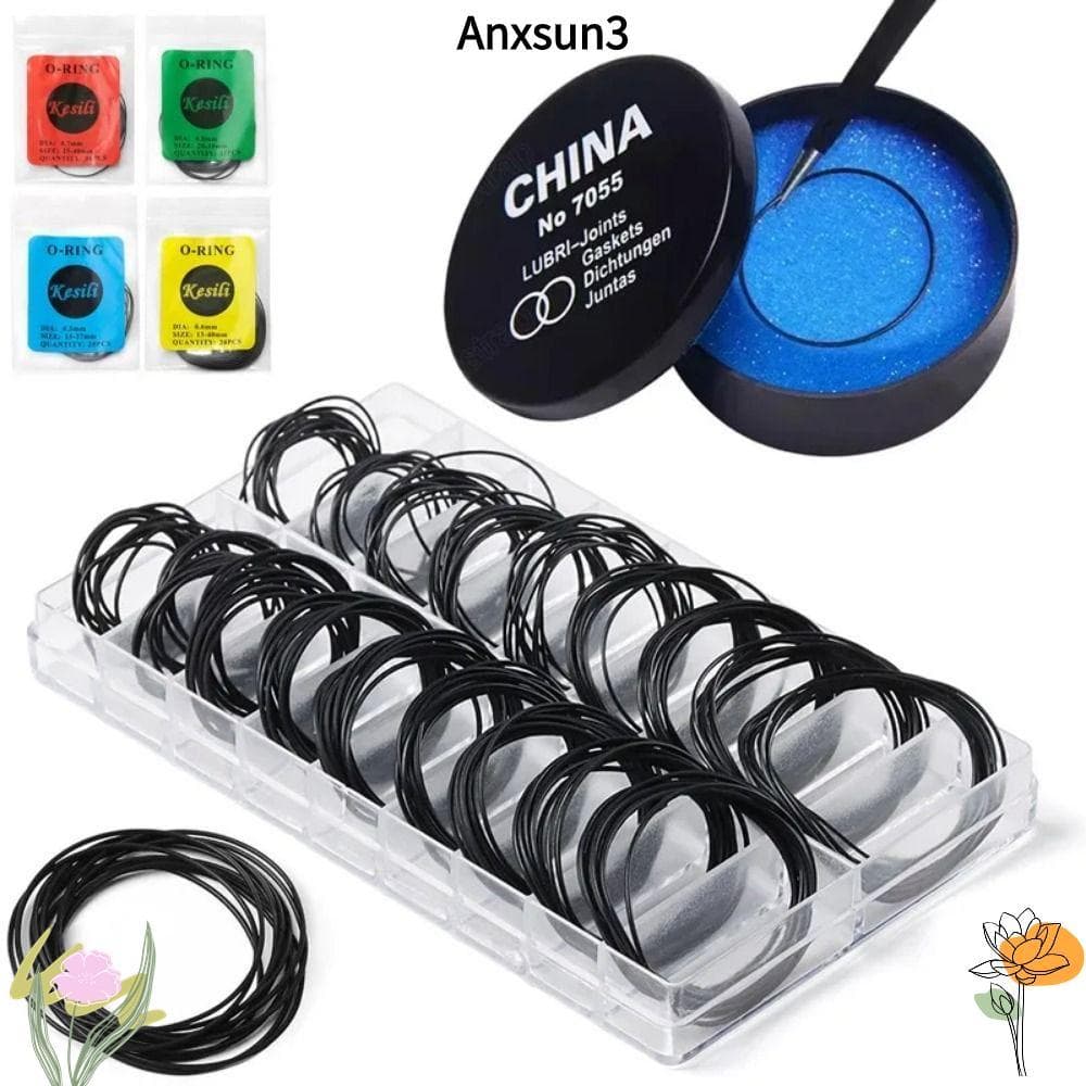 ANXSUN3 200 ชิ้น/เซ็ตนาฬิกากลับยาง,ซ่อมเครื่องมือยางกันน้ํา O-Ring, สําหรับช่างซ่อมนาฬิกาความหนา 0.5 มม./0.6…