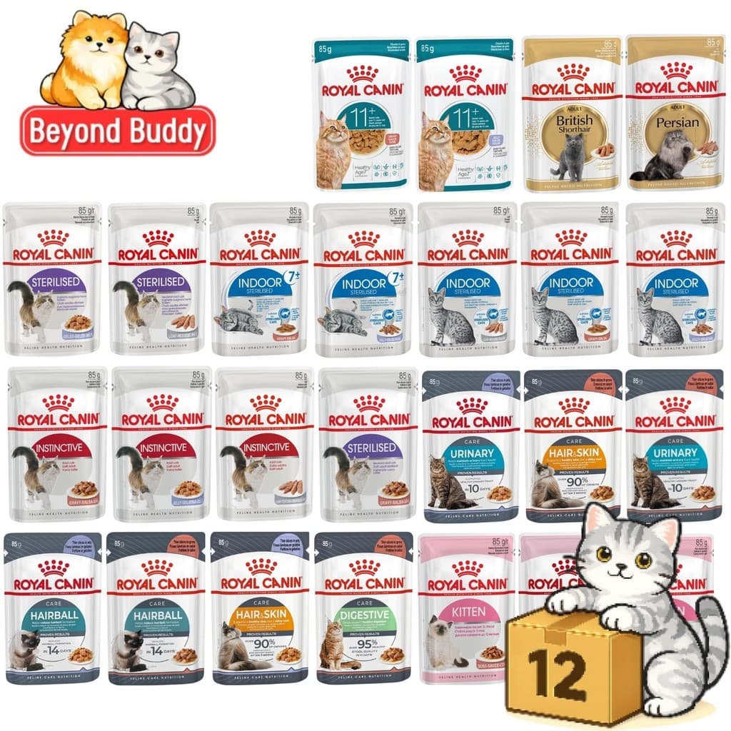 ( ยกโหล 12 ซอง ) Royal Canin โรยัล คานิน อาหารเปียกแมว ทุกช่วงวัย ทุกสายพันธุ์ เปียกแมว ขนาด 85 กรัม