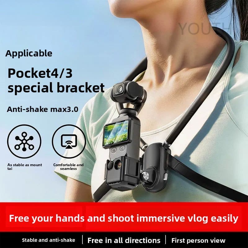 สําหรับ DJI Pocket 3/4P/Action คอแขวนวงเล็บ Vlog ยิง DJI Shadow Stone ขี่จักรยานบ้านวิดีโอยิง debounce…