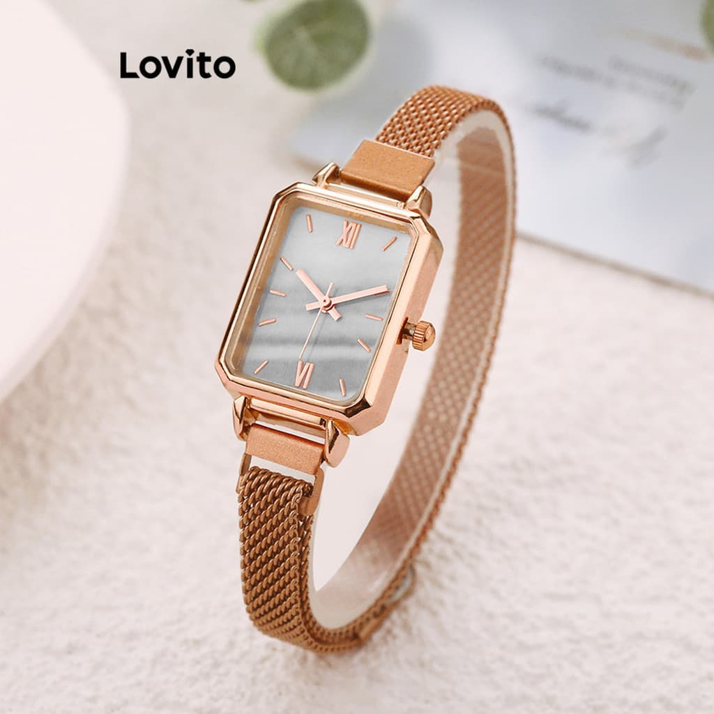 Lovito สง่างาม นาฬิกาควอทซ์นาฬิกาควอทซ์พื้นฐานธรรมดาสําหรับผู้หญิง เกาหลี อินเทรนด์ L69AD054
