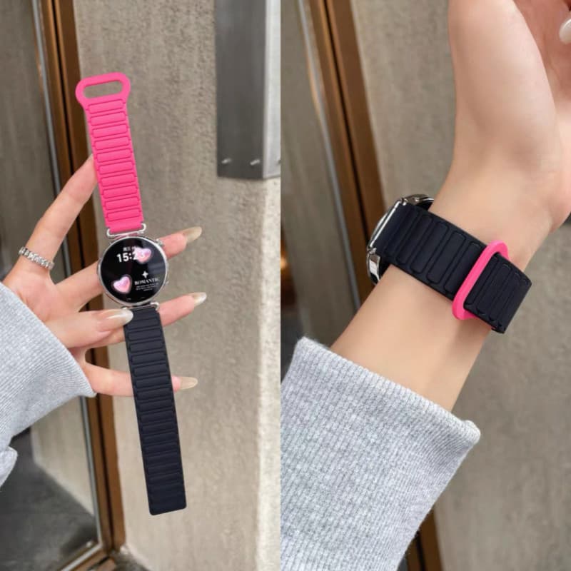 สายรัดแม่เหล็กสีดํา Peony เหมาะสําหรับ Huami Amazfit Bip6/Bip5 สายรัดสีซิลิโคนเหมาะสําหรับ GTS 4/3/2 2 4Mini…