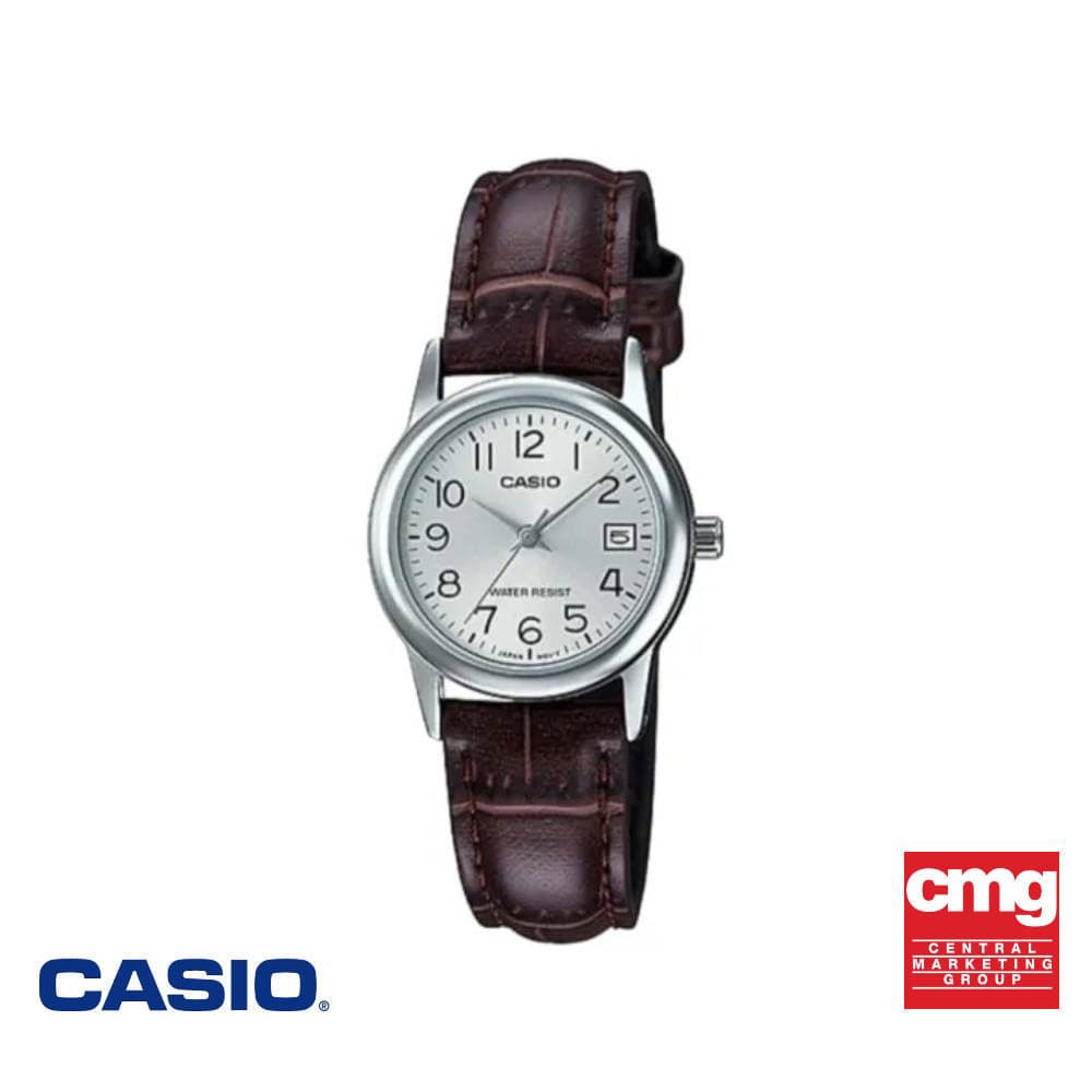 CASIO นาฬิกาข้อมือ CASIO รุ่น LTP-V002L-7B2UDF สายหนัง สีน้ําตาล