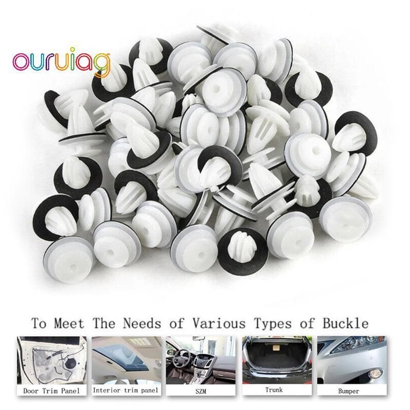 50/100 ชิ้นแผงประตูรถคลิป W/ซีลแหวน Auto Vehicle Retainer Fastener คลิปกันชนรถ Push Pin Rivet แผงประตู Board…