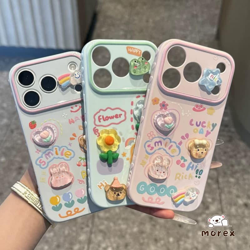 เหมาะสําหรับOPPO A6T A6 A5 A3 X Pro A5i A57 A38 A18 A60 A3X A3S 5s A9 A54 A76 A15 A16 A78เคสหัวใจฟอง ตุ๊กตา3D…