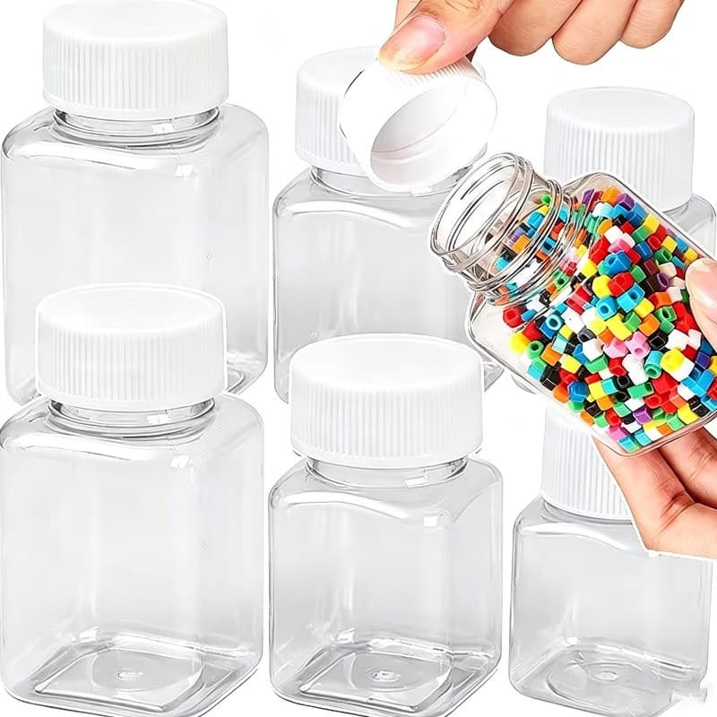 10/20 ชิ้น Clear Square อาหาร-เกรดขวดเก็บพลาสติกกว้าง-ปาก Moisture-Resistant Leakproof Jar…