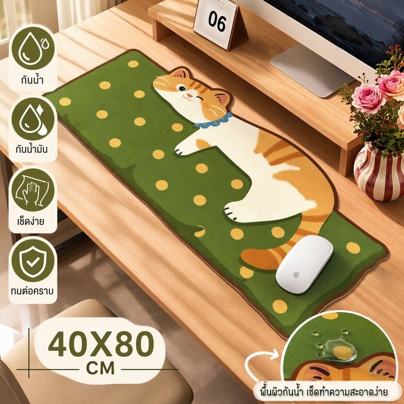 แผ่นรองเมาส์ แผ่นรองโต๊ะ ลายการ์ตูนน่ารัก แมวน่ารัก ขนาดใหญ่ 40*80CM กันน้ํา กันน้ํามัน ทนต่อคราบ เช็ดง่าย