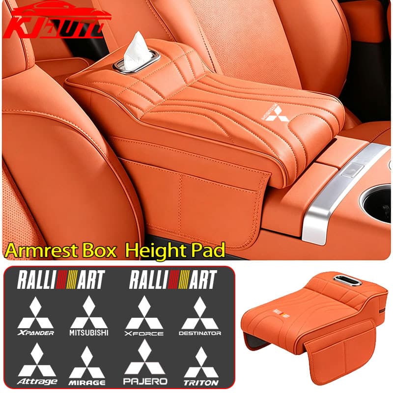 MITSUBISHI หน่วยความจําโฟมคอนโซลกลางรถคอนโซลความสูงPad, Anti-Scratch Armrestกล่องพร้อมกระเป๋าเก็บสําหรับMitsub…