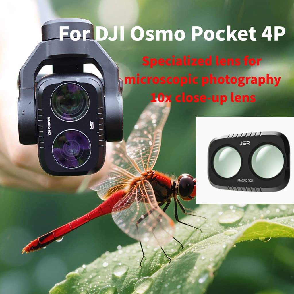 เหมาะสําหรับตัวกรองกล้องวิดีโอ DJI Osmo Pocket 4P, เลนส์มาโคร 10X, เลนส์ขยายกว้าง