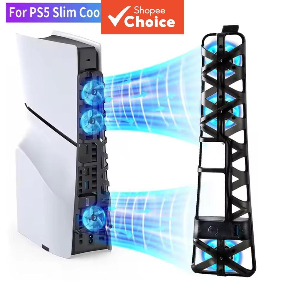 สําหรับอุปกรณ์เสริม PS5 Slim พัดลมระบายความร้อนพร้อมพอร์ต USB 3.0 สําหรับระบบระบายความร้อนของเครื่องเล่น…