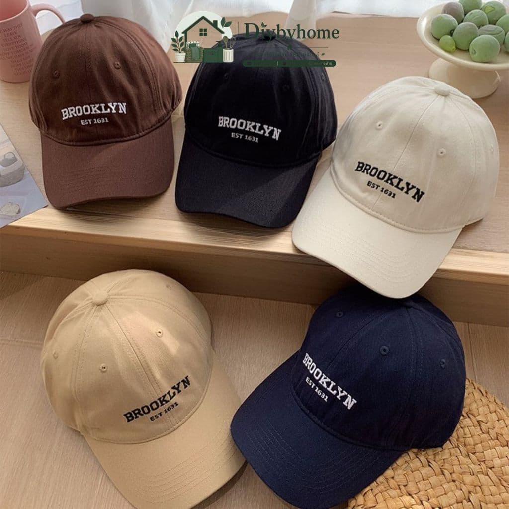 หมวกแก๊ป หมวกแฟชั่น หมวกเบสบอลปัก BROOKLYN สไตล์วินเทจ มี 6 สี H-034
