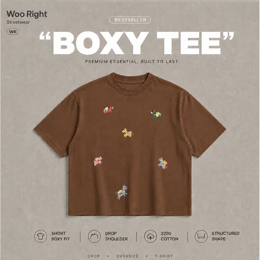 COD 24 ชั่วโมง Woo Right เสื้อยืดผู้ชายทรงหลวมครอป Boxy Crop Tee ลายข้อความกราฟิกขาว วินเทจ สตรีท Unisex