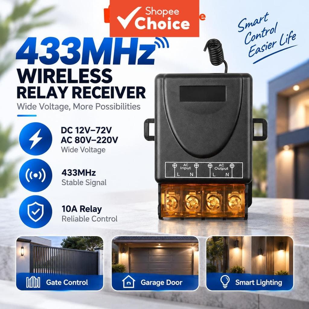 รีโมทคอนโทรลไร้สาย 433 Mhz สวิทช์ AC 110V 220V 10A รีเลย์ 1CH ตัวรับสัญญาณ Controller