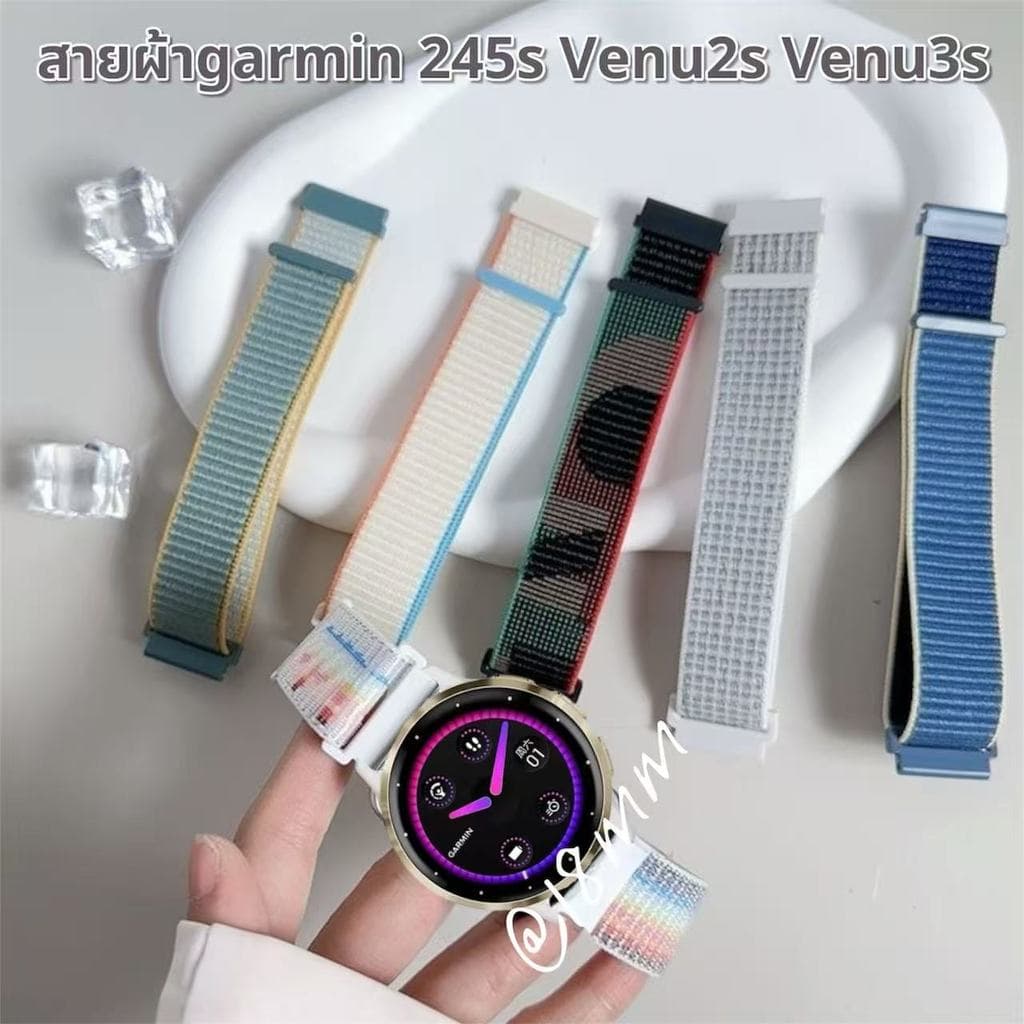 สายผ้าสําหรับนาฬิกาgarmin forerunner245s 255s 265s venu2s venu3s vivoactive3s/4s สายกว้าง18mm รูปที่ 1