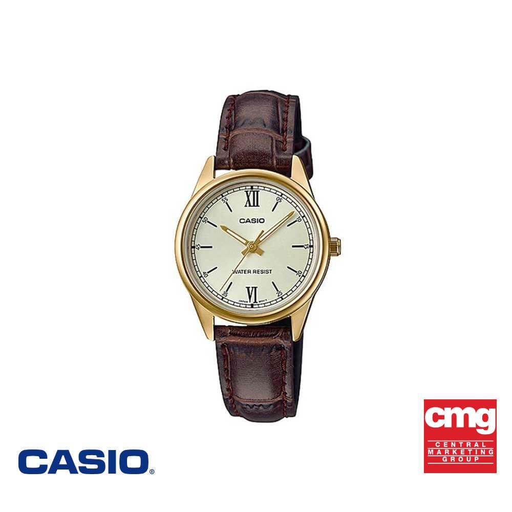CASIO นาฬิกาข้อมือ CASIO รุ่น LTP-V005GL-9BUDF สายหนัง สีน้ําตาล