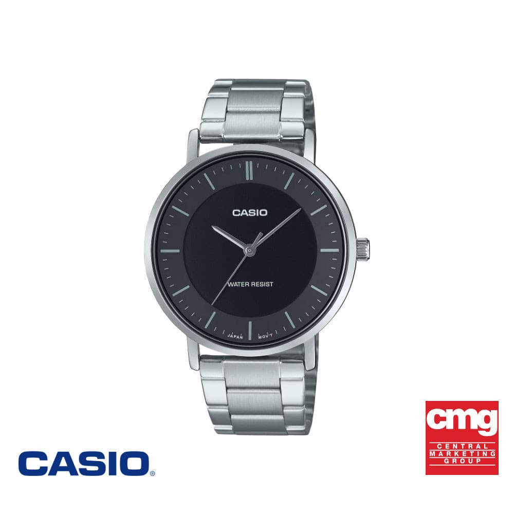 CASIO นาฬิกาข้อมือ CASIO รุ่น MTP-VT04D-1EDF สเตนเลสสตีล สีดํา