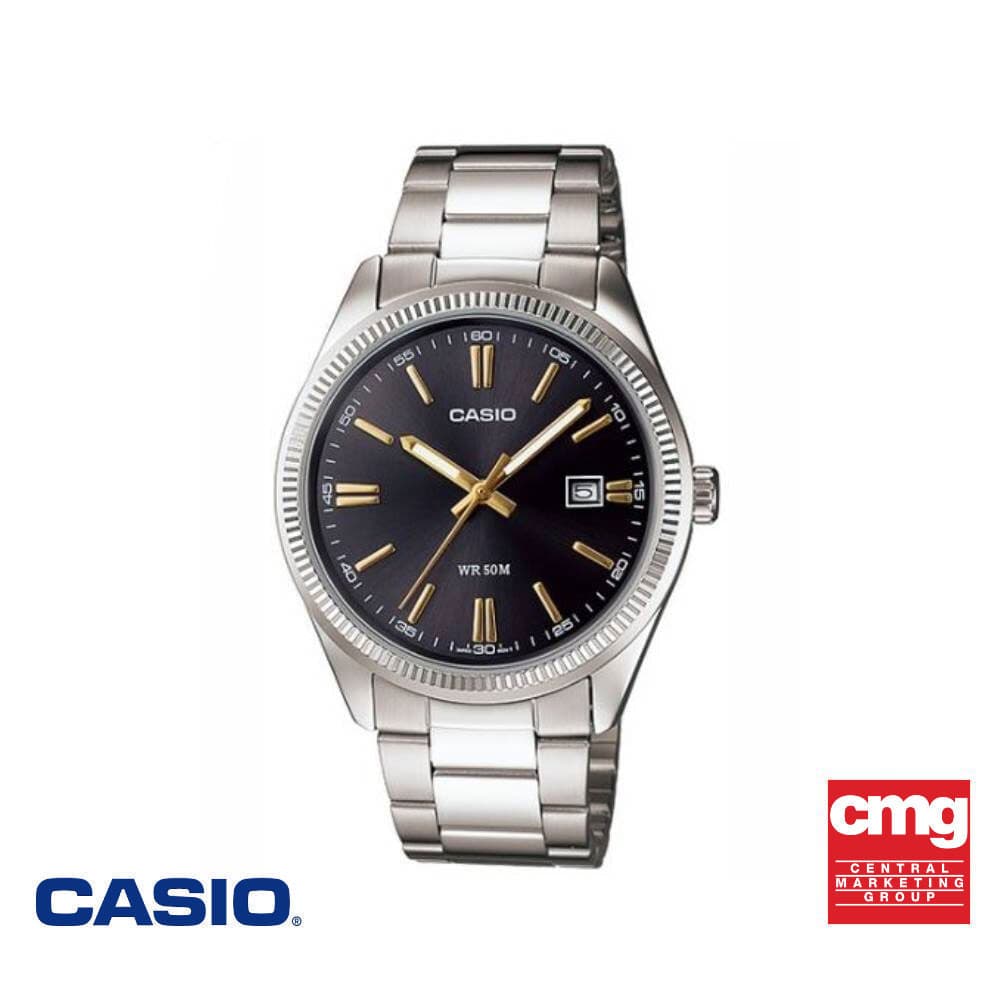 CASIO นาฬิกาข้อมือ CASIO รุ่น MTP-1302D-1A2VDF วัสดุสเตนเลสสตีล สีดํา
