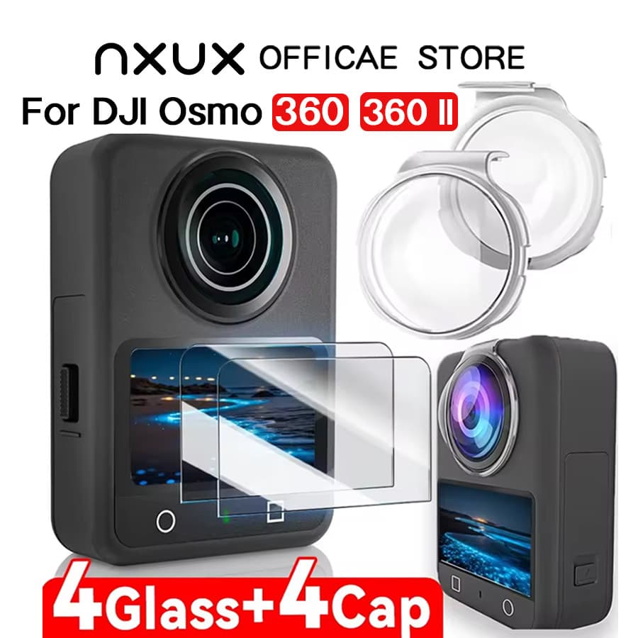 8 in 1 PC Lens Guard & ฟิล์มกระจก สําหรับ DJI OSMO 360 I II ฟิล์มกันรอยหน้าจอแบบกระจกนิรภัย HD…