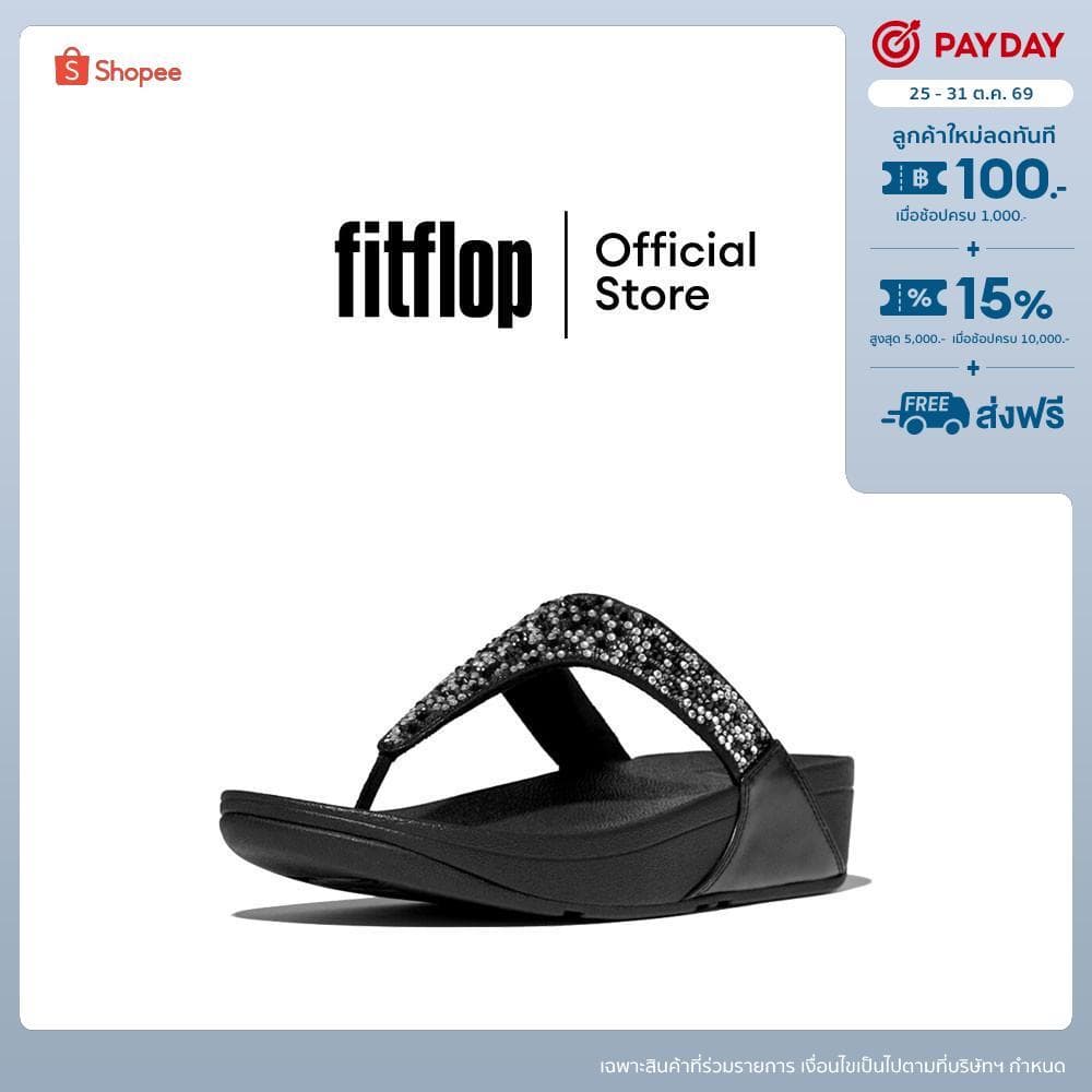 FITFLOP LULU CRYSTAL-MIX TOE-POST รองเท้าแตะแบบหูหนีบผู้หญิง รุ่น JE3-090 สี BLACK