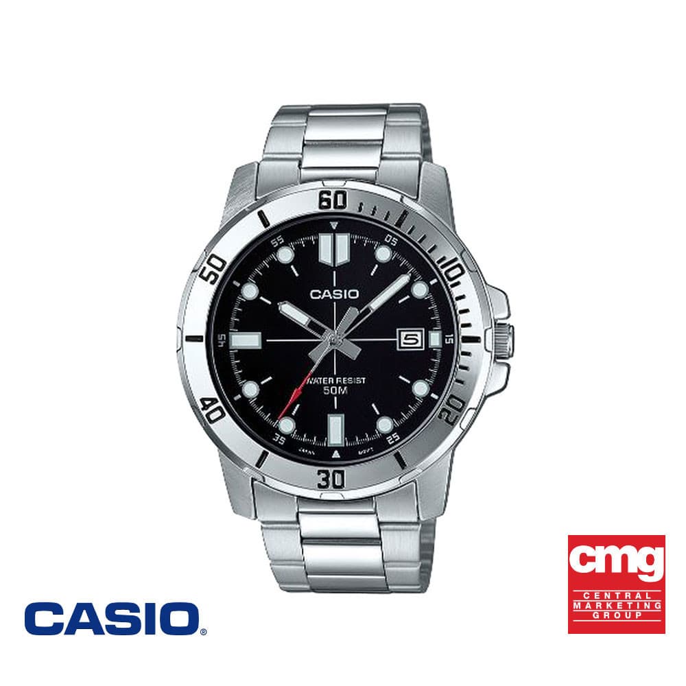 CASIO นาฬิกาข้อมือ CASIO รุ่น MTP-VD01D-1EVUDF วัสดุสเตนเลสสตีล สีดํา